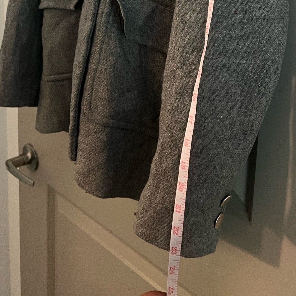 Zara hood double breast wool hooded jacket grey size small - Picture 9 of 12